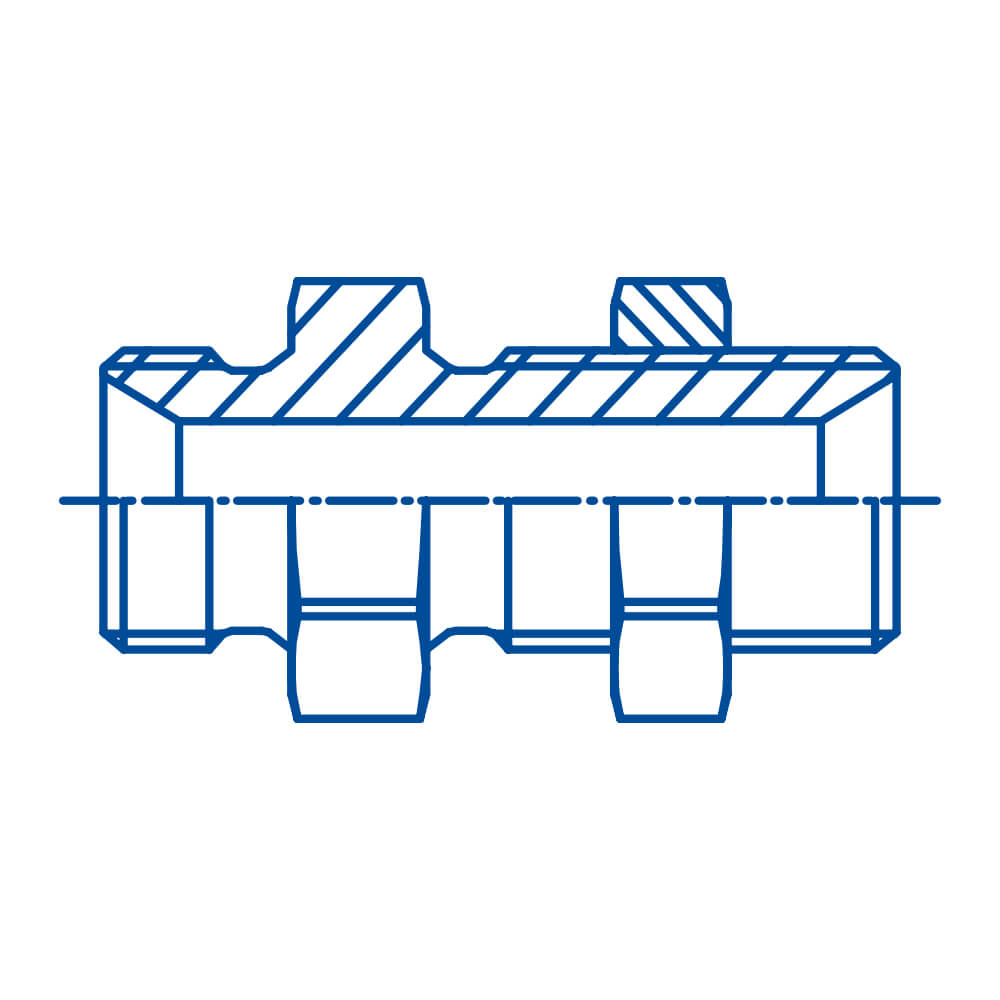 Adattatore dritto passaparete BSP sv 60° in acciaio al carbonio zincato