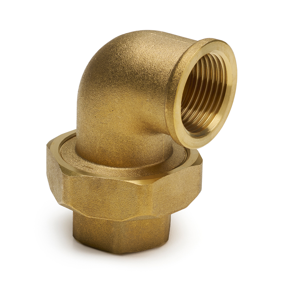 Bocchettone curvo FF filettato sede conica in ottone