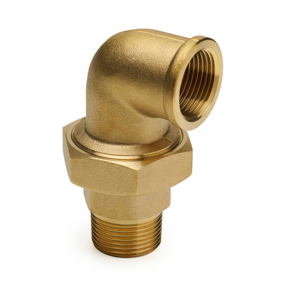 Bocchettone curvo MF filettato sede conica in ottone